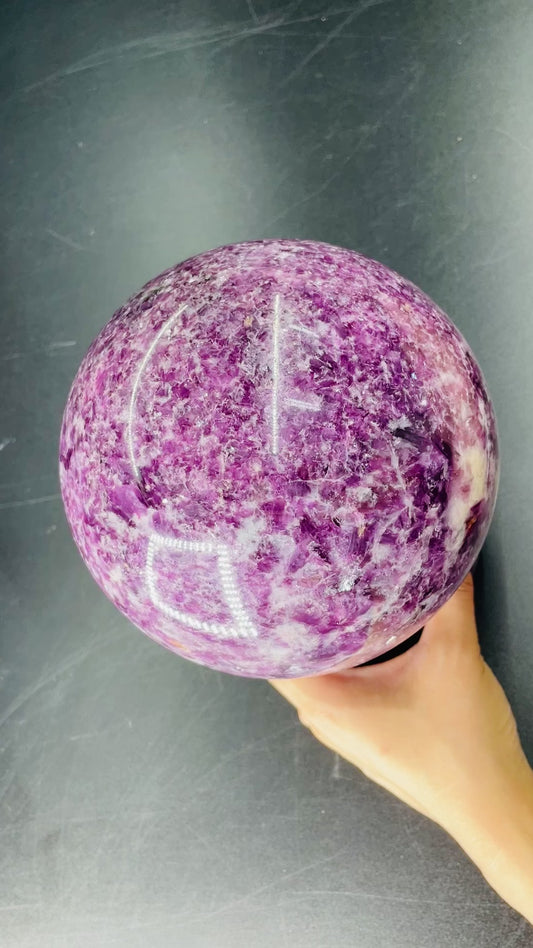 Elegant 5-Inch Lepidolite Sphere: A 12.35-Pound Masterpiece for Your Home