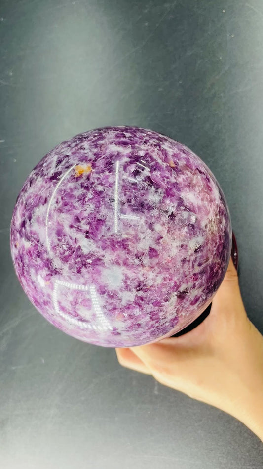 Stunning 4.5-Inch Lepidolite Sphere: A Majestic 7.5-Pound Statement Piece